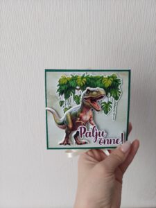 Käsitöökaart šokolaadiga "Dinosaurused"
