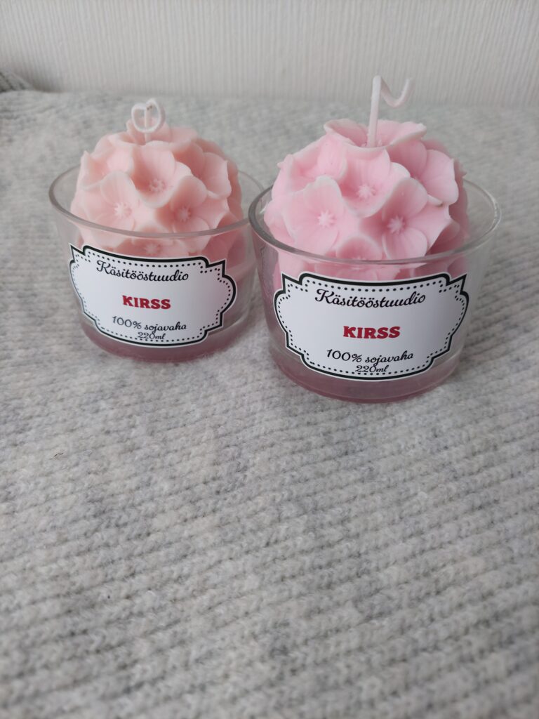 Sojavahast käsitääküünal Kirss