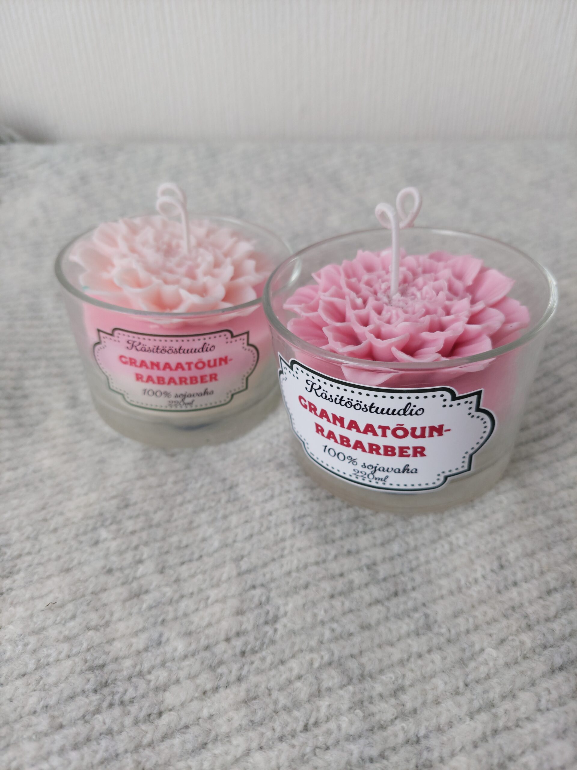 Käsitööküünal Granaatõun-rabarber