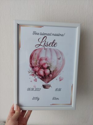 Sünniandmetega poster raamis.