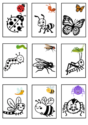 Tööleht " Värvi, lõika ja kleebi" putukad.